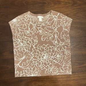 Cynthia Rowley Tan and White Floral Blouse